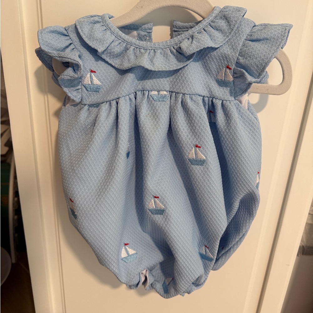 Blue Sailboat Baby Romper